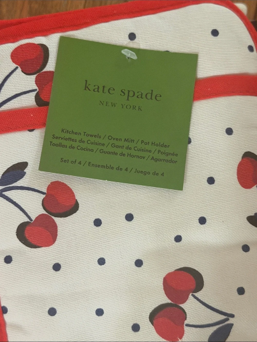 Kate Spade cherry dot kitchen 4-pc set